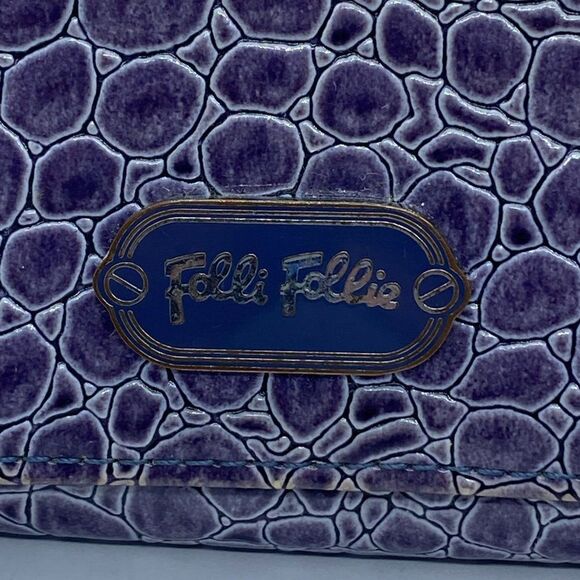 Authentic Pre-owned Folli Follie Purple Patent Leather Long Designer Wallet - Picture 3 of 10